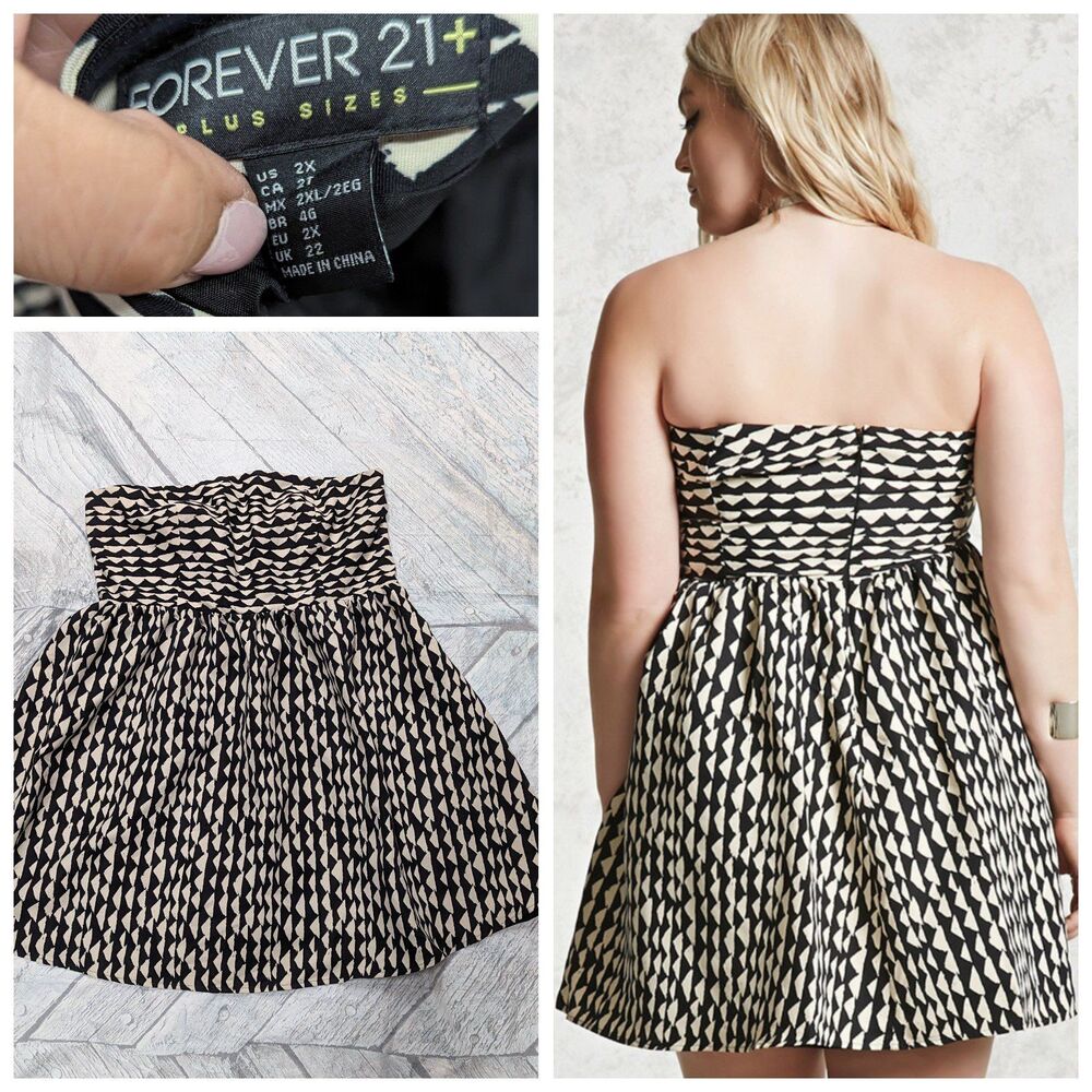 Forever 21 + Size 2X‎ strapless fit and flare tube dress